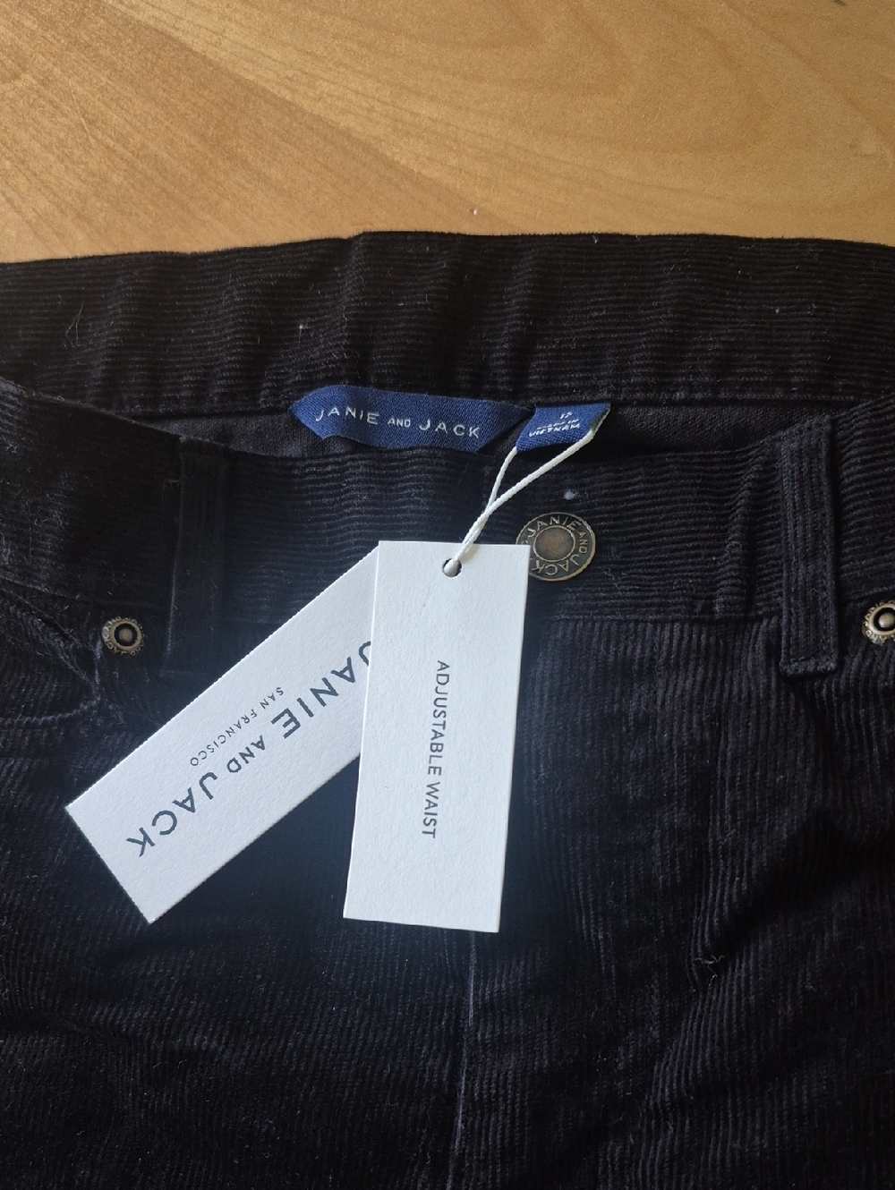Janie and Jack Black Corduroy Pants with Adjustable Waist Tag